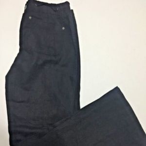 Curvy Fit Wide Leg Linen Pants Deep Black Size 0